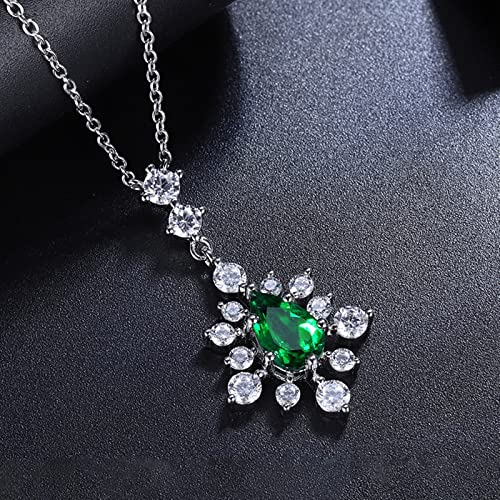 Collier en argent sterling pour filles avec pendentif émeraude poire - 6