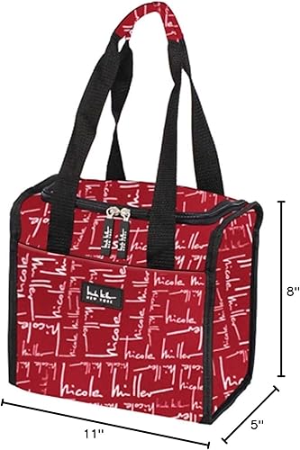 Miniatura 4 de Nicole Miller - Bolsa para almuerzo con aislamiento de 11 pulgadas / Enfriador portátil con contenedor Sandwich y paquete de hielo, Rojo (Signature