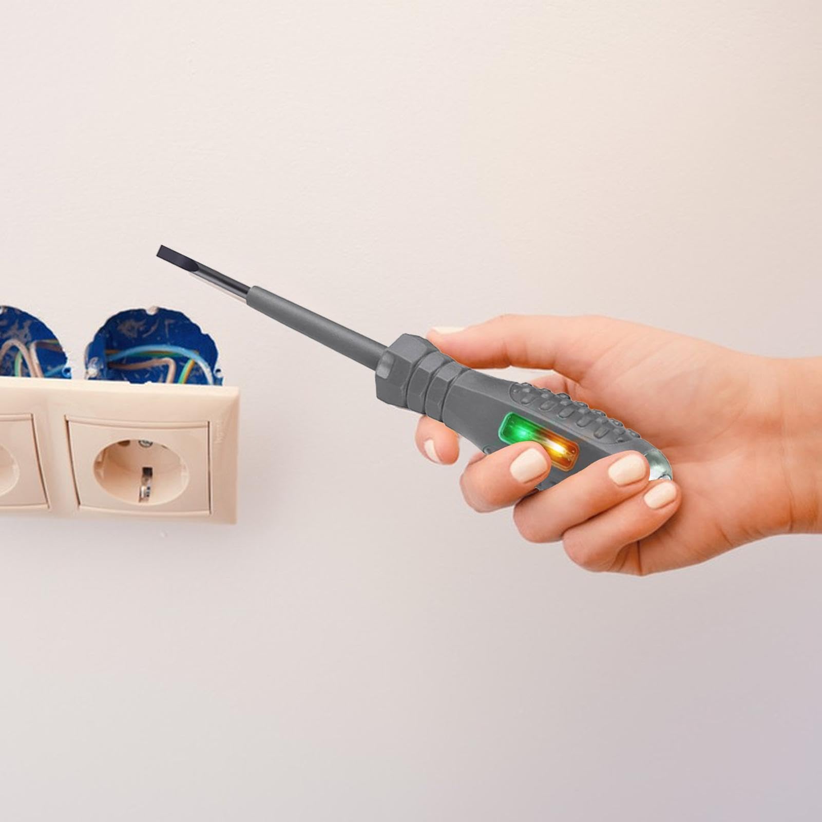 2-in-1 Schraubendreher-Spannungsprüfer Mit Magnet – 2 Stück, Berührungsloser AC/DC-Detektor, Kreuz- Und Schlitzkopf, Neon-Anzeige