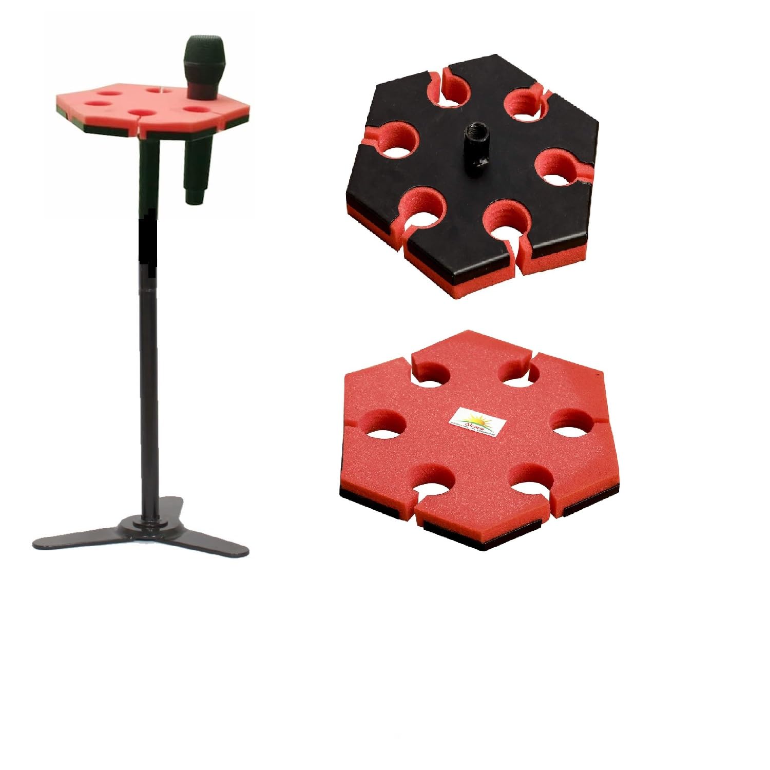 Exito Multi Microphone Holder with Mic Stand for Six Handheld Dynamic, Wired & Wireless Mics Storage, Rubber Padding. Ideal for Church & Podium-image-21