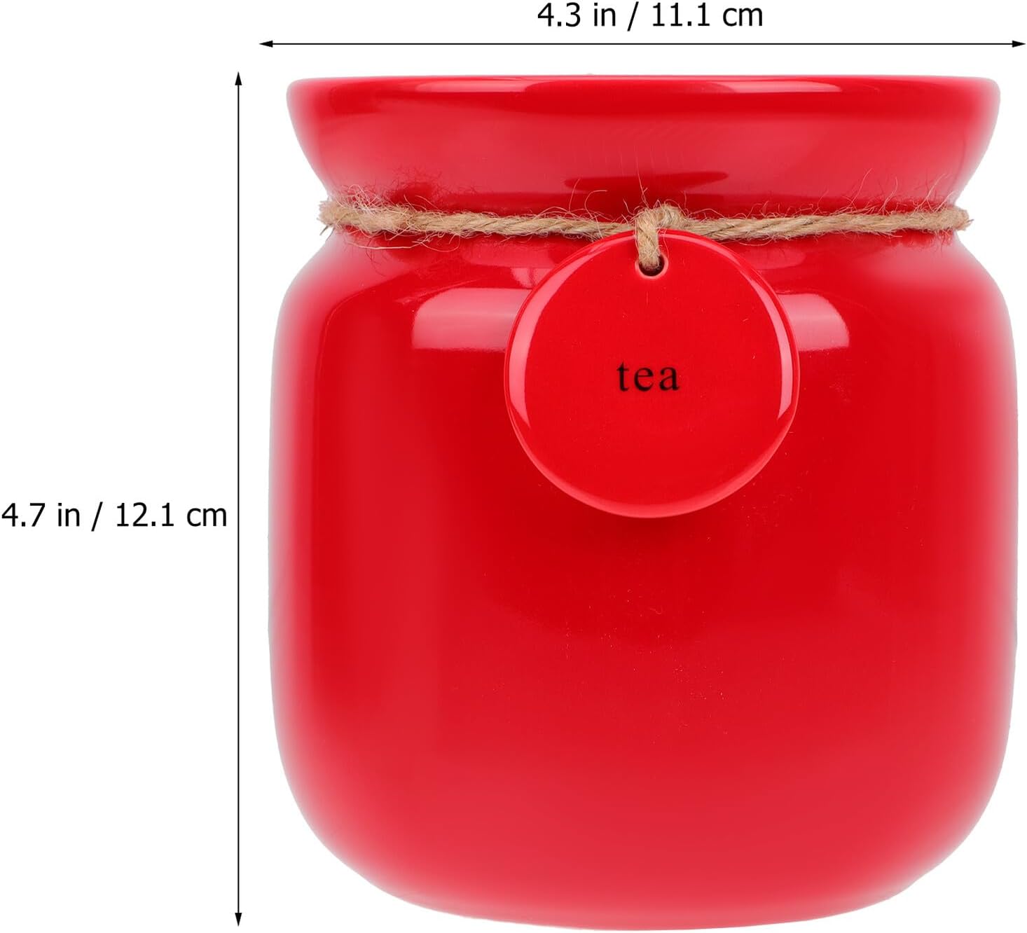 Amosfun Ceramic Tea Storage Canister with Lid 590ml Red round Coffee Bean Organizer Airtight Food Jar for Kitchen Pantry