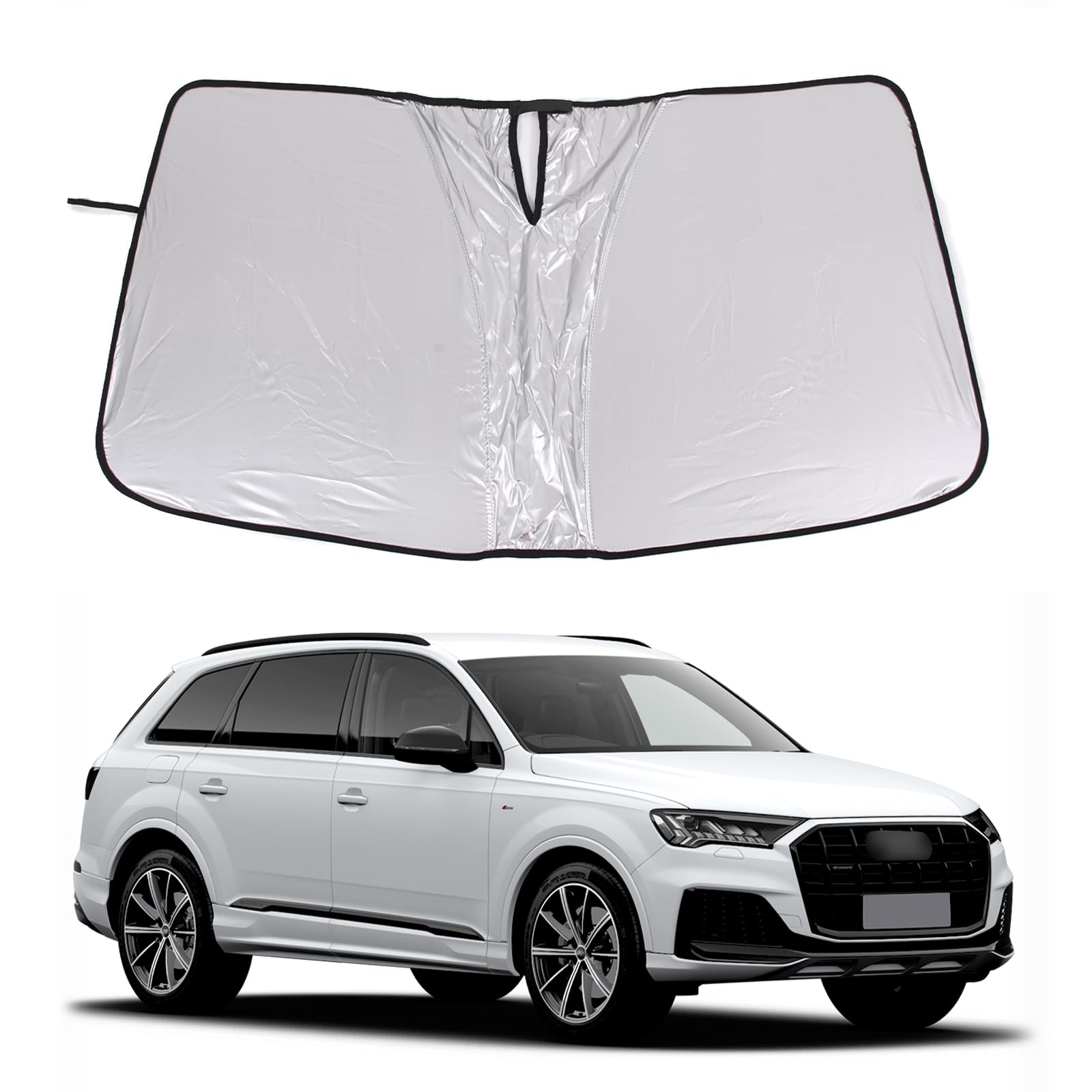Windshield Sunshade for Audi Q7 2020-2024, Front Window Sunshade, Sun Visor Blocker, UV Protector, Heat Shield Keep Your Vehicle Cool, Lightweight &