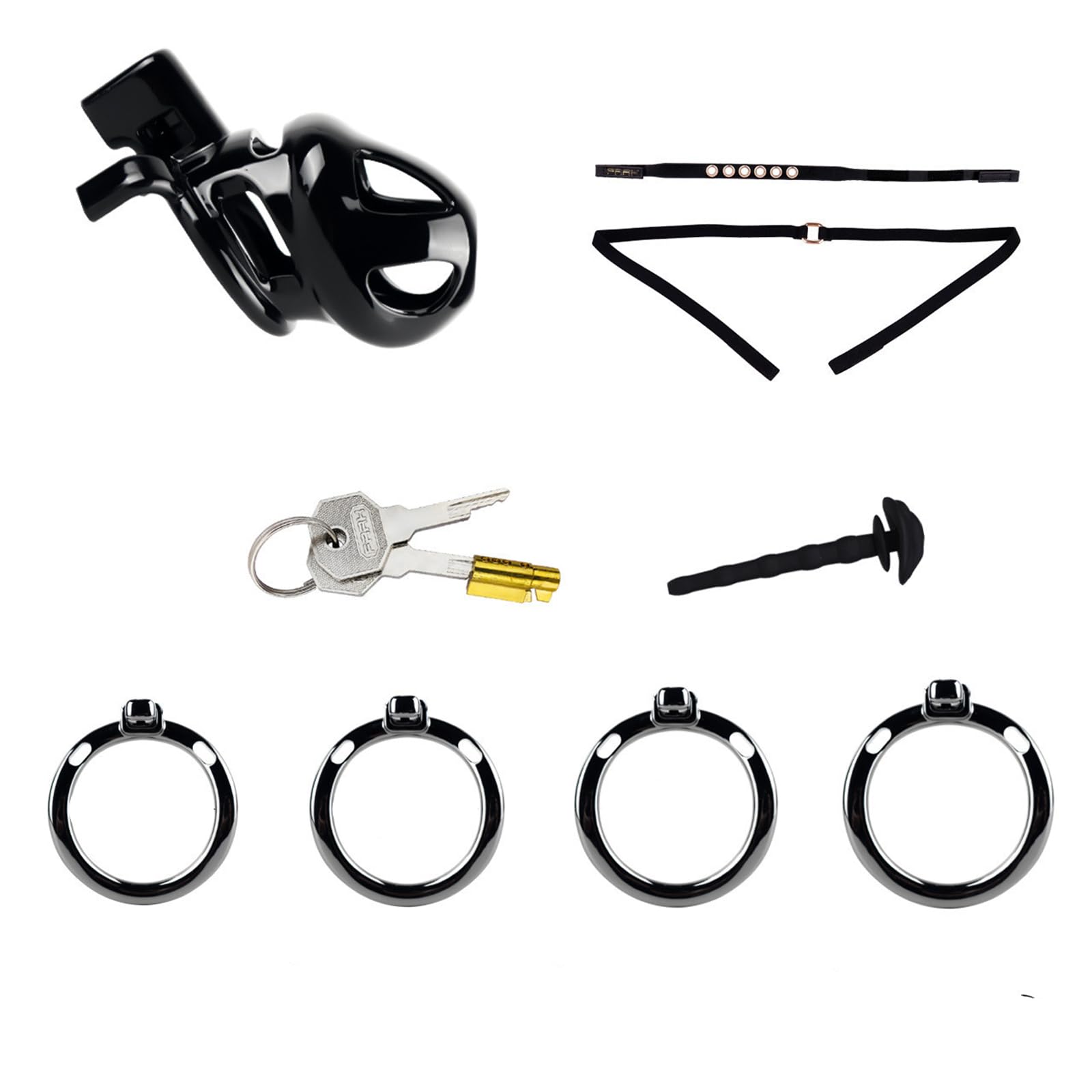 3d BelüFtung KeuschheitsgüRtel Set Mit 4 Breiteren Ringe Und Belt Klein PeniskäFig Chastity Cage Urinal Herren KeuschheitskäFig Sm Bondage Sexspielzeug FüR MäNner(m)