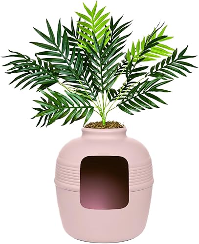 Miniatura 22 de Good Pet Stuff Caja de arena oculta para gatos con planta artificial, maceta cuadrada decorativa para patio, control de olores con filtro de carbón