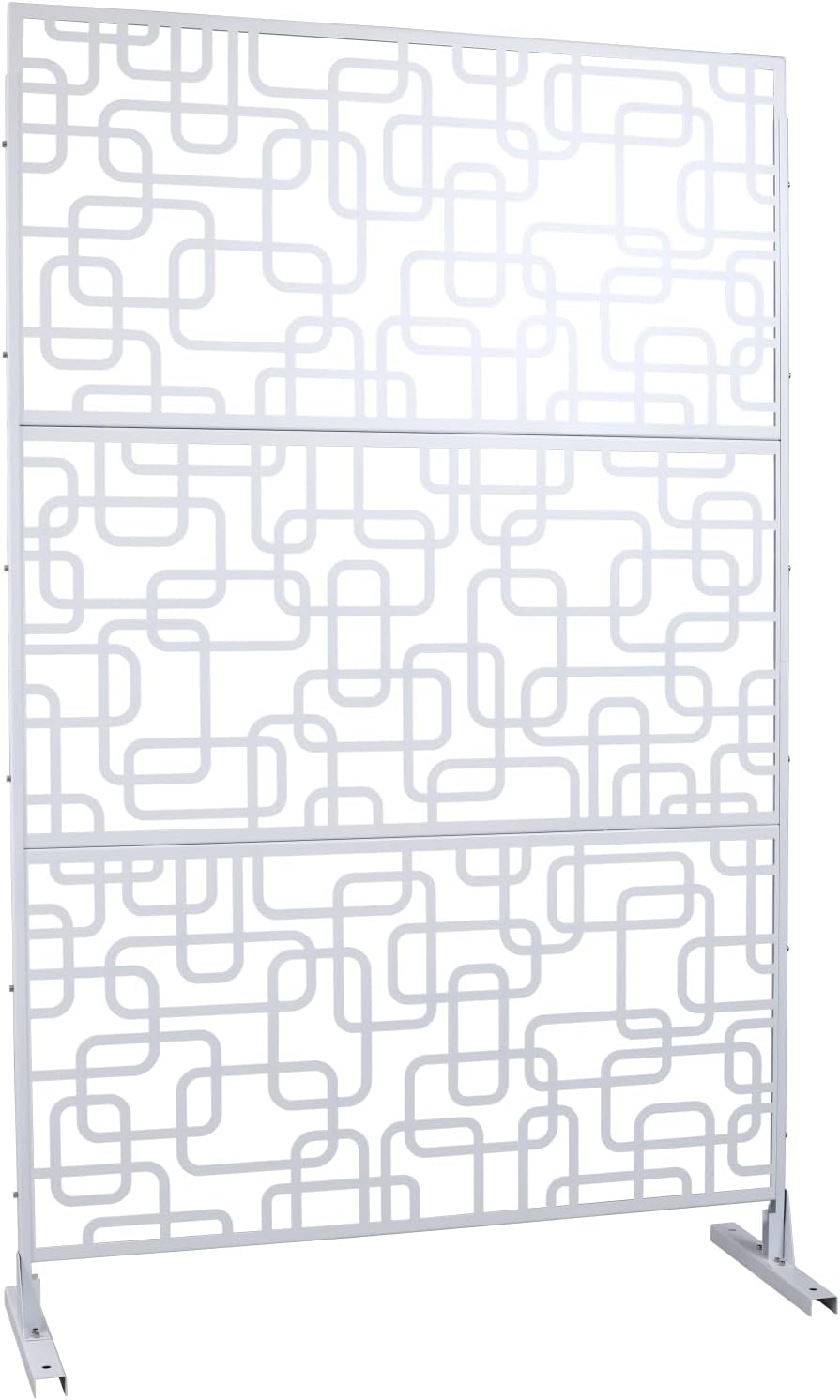 Outdoor & Indoor Metal Privacy Screen - Freestanding Decorative Privacy Fence for Deck, Balcony, Patio, Garden PS114 White