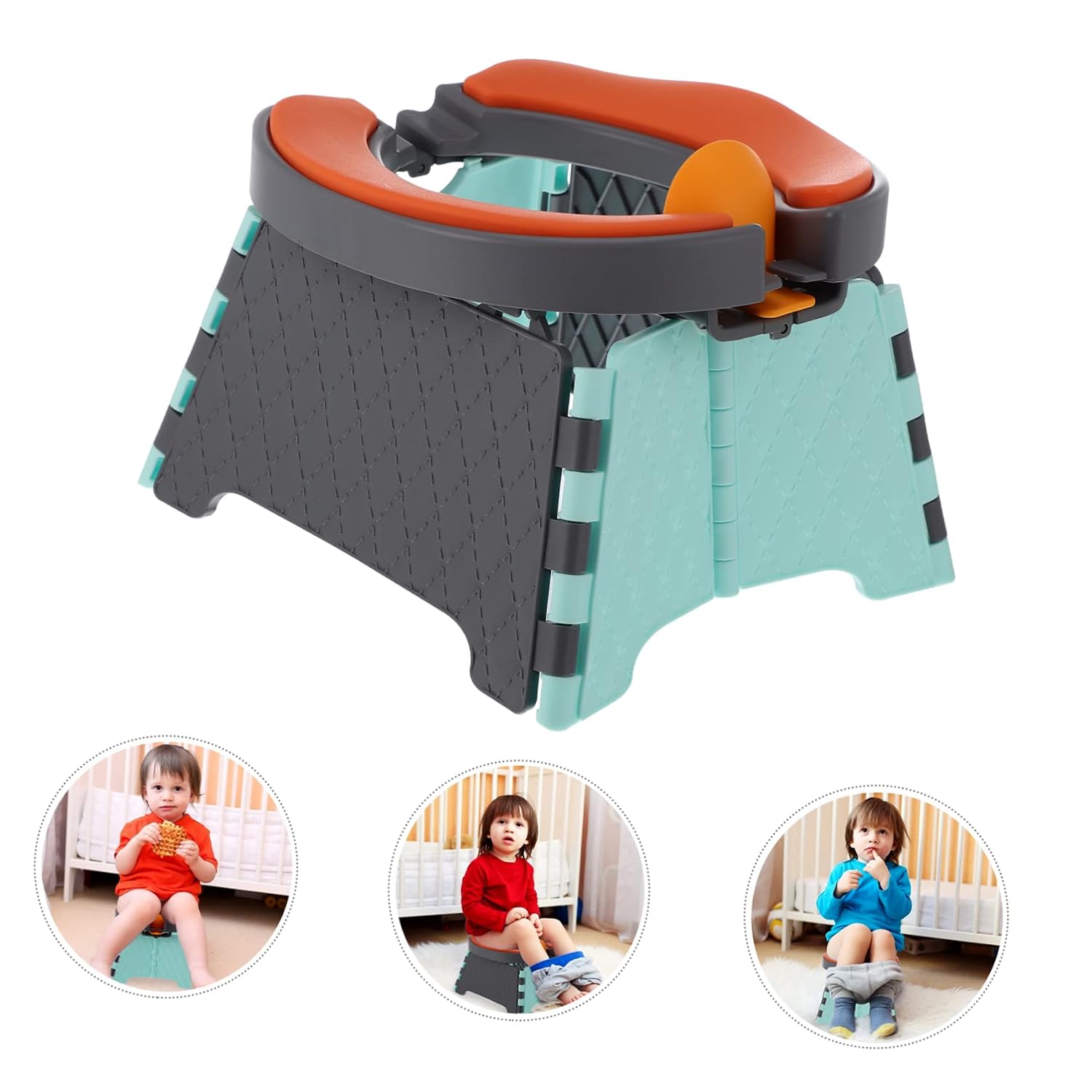 Vaguelly 1set Foldable Potty Portable Travel Toilet for Toddlers Lightweight Compact Design for Car Outdoor Use Cleaning Bags Included