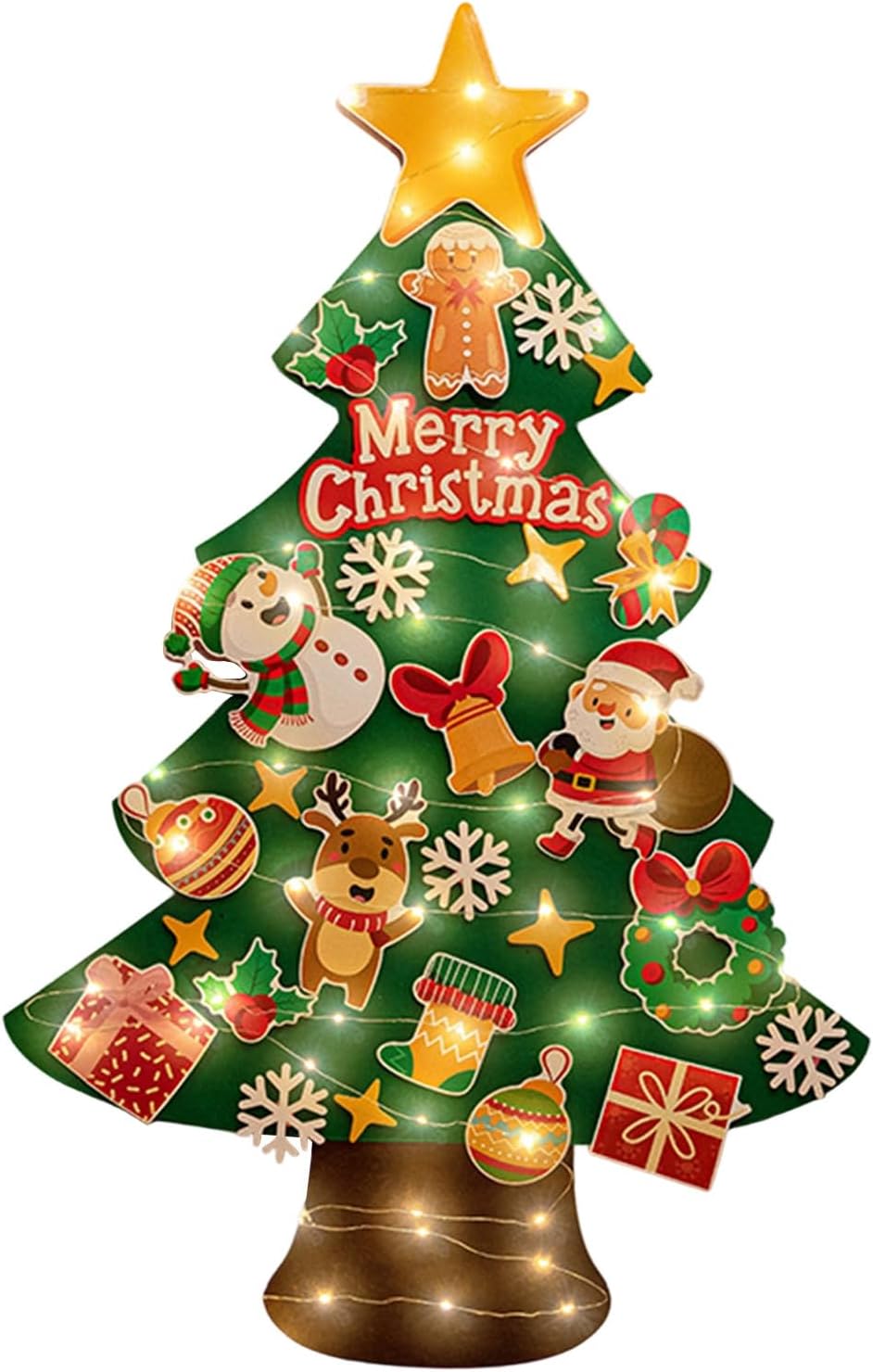 Felt Christmas Tree - 9.8ft Light String Led Crafts Set, Felt Wall Christmas Tree, Interactive Decoration for Indoor, Outdoor, Holiday, Playtime, Bedroom, Nursery, Kindergarten - Image 1 of 9