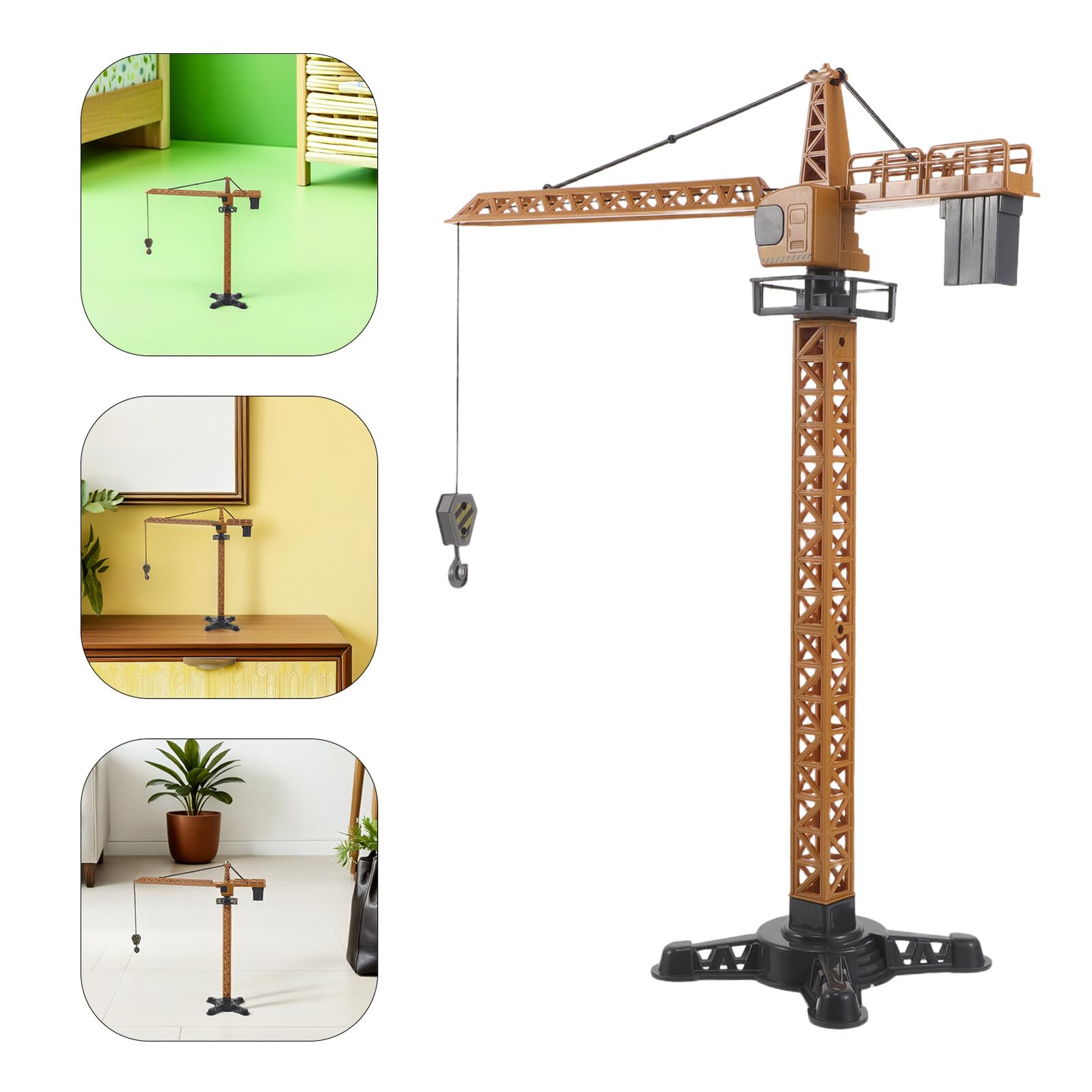 Gru a Torre Giocattolo in Plastica 41 Cm Sollevamento Manuale, Veicolo da Costruzione Educativo, Gioco per Sviluppo Abilità Motorie e Creatività