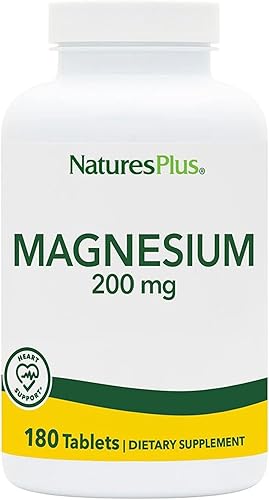 NaturesPlus Magnesio - 200 mg, 180 Tabletas - Vegetariano, Sin Gluten - 180 Porciones