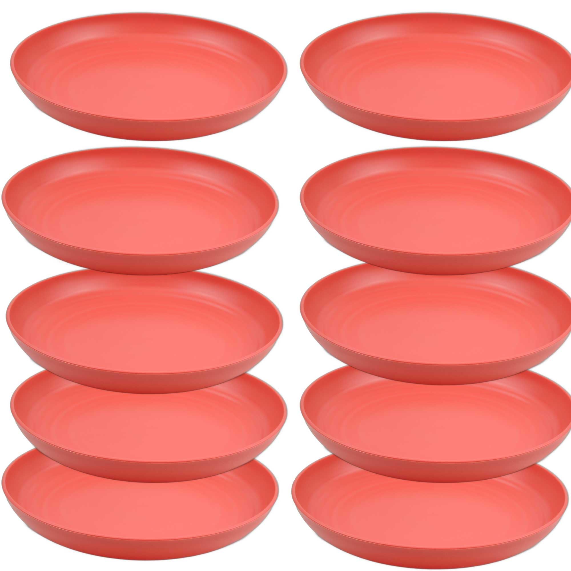 NowCooks Unbreakable Plates Set of 4, UK/EU Tested, Plastic Plate, Perfect for Parties, picnics, Camping and Caravans, Safe for Kids & Adults (10, Red)