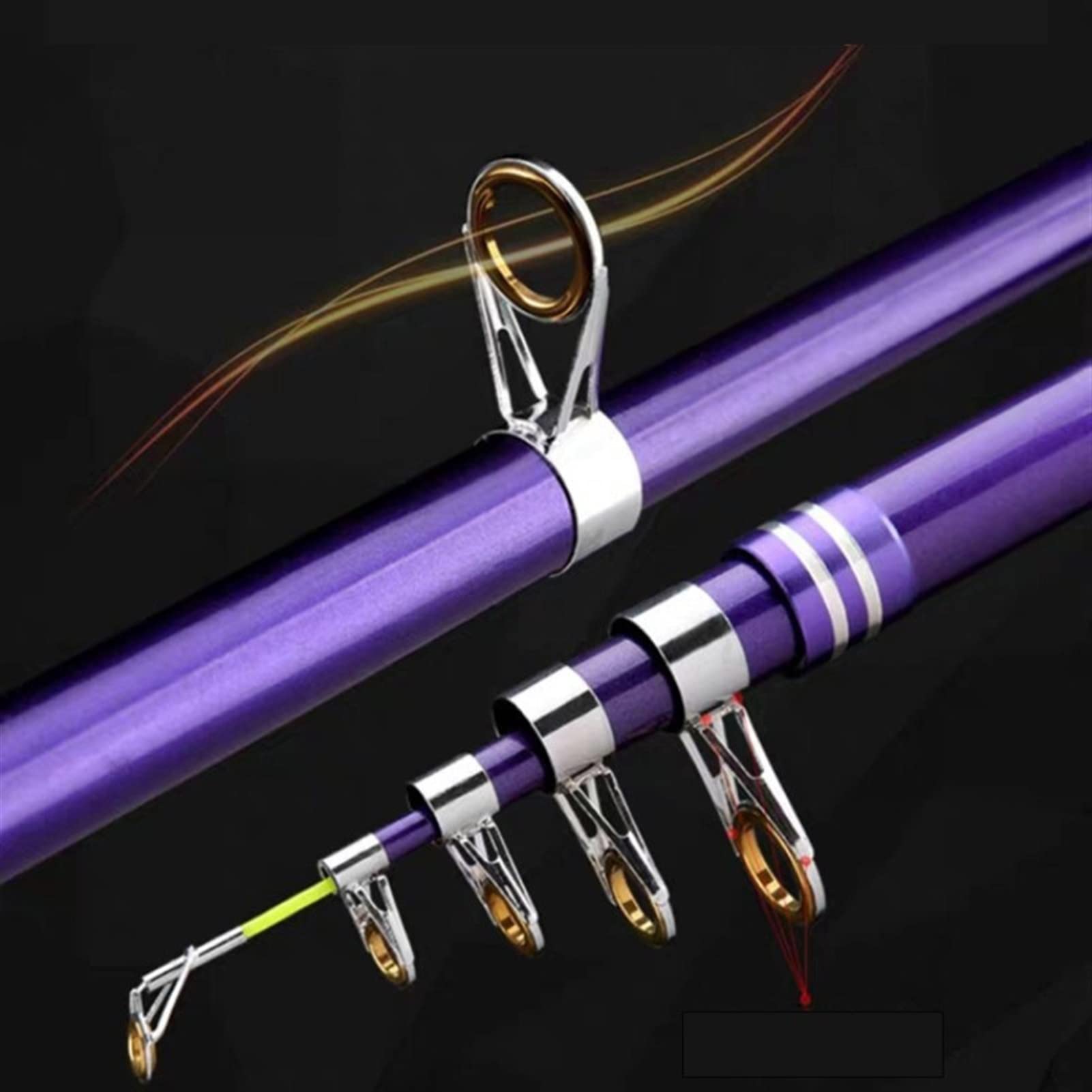Wędka Wędki 2.1m ~ 3,6 m pręt Karpowy Teleskopowy Ręk wędkarski Teleskopowy Spinning Rod Ultralight Hard Fishing Rod Tackle Tool Przenośna wędka podróżna (Color : Purple, Length : 2.4 m)
