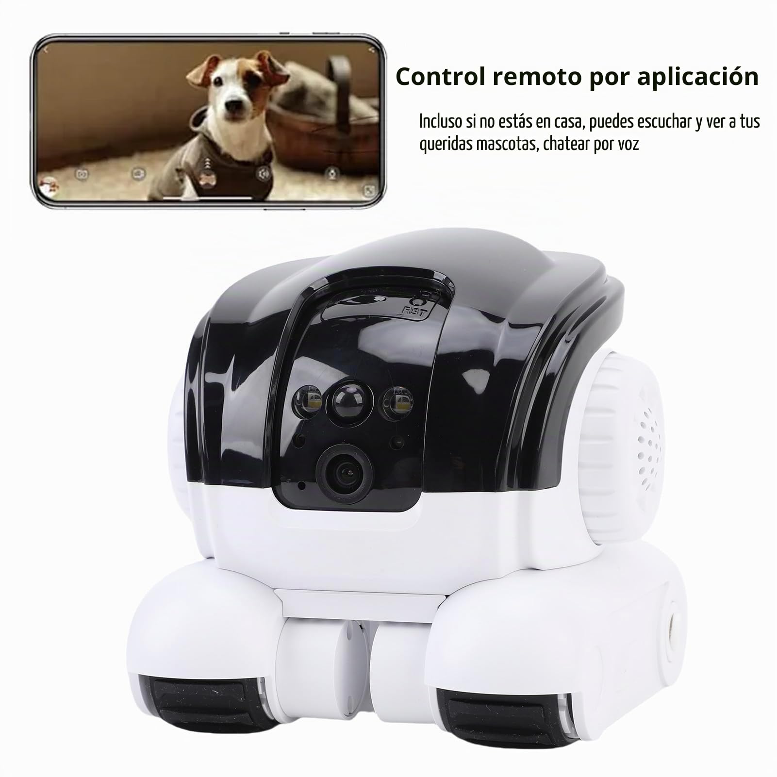 VBESTLIFE CAM Muesca Robot Pet, Cámara de Seguridad WiFi Interior de 1080p con Lente Dual con Conversación de 2 Vías, Detección de PIR, Visión Nocturna, Aplicación, para Mascotas, Ancianos