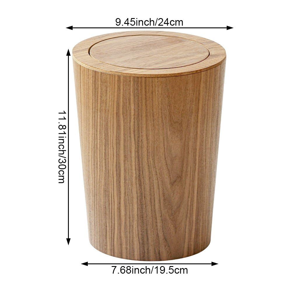 Holz-Mülleimer, Schwingdeckel, Vintage, Schreibtisch, Schlafzimmer, 7,068 Liter, Braun