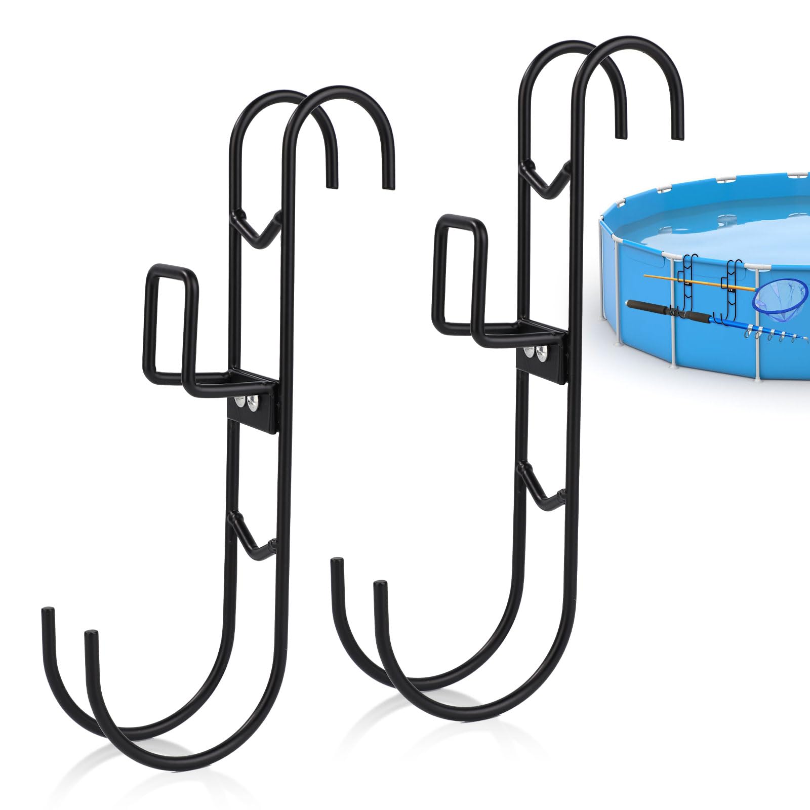 4 ganci regolabili per pali da piscina, per skimmer, pali e tubi flessibili