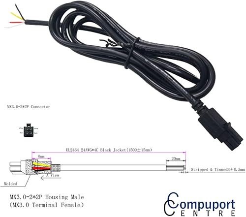 Miniatura 4 de CompuPort - Cable de alimentación de 4 pines Molex DC GPIO AWG24 blindado y soldado, compatible con microhard, Cradlepoint, Teltonika, Sierra