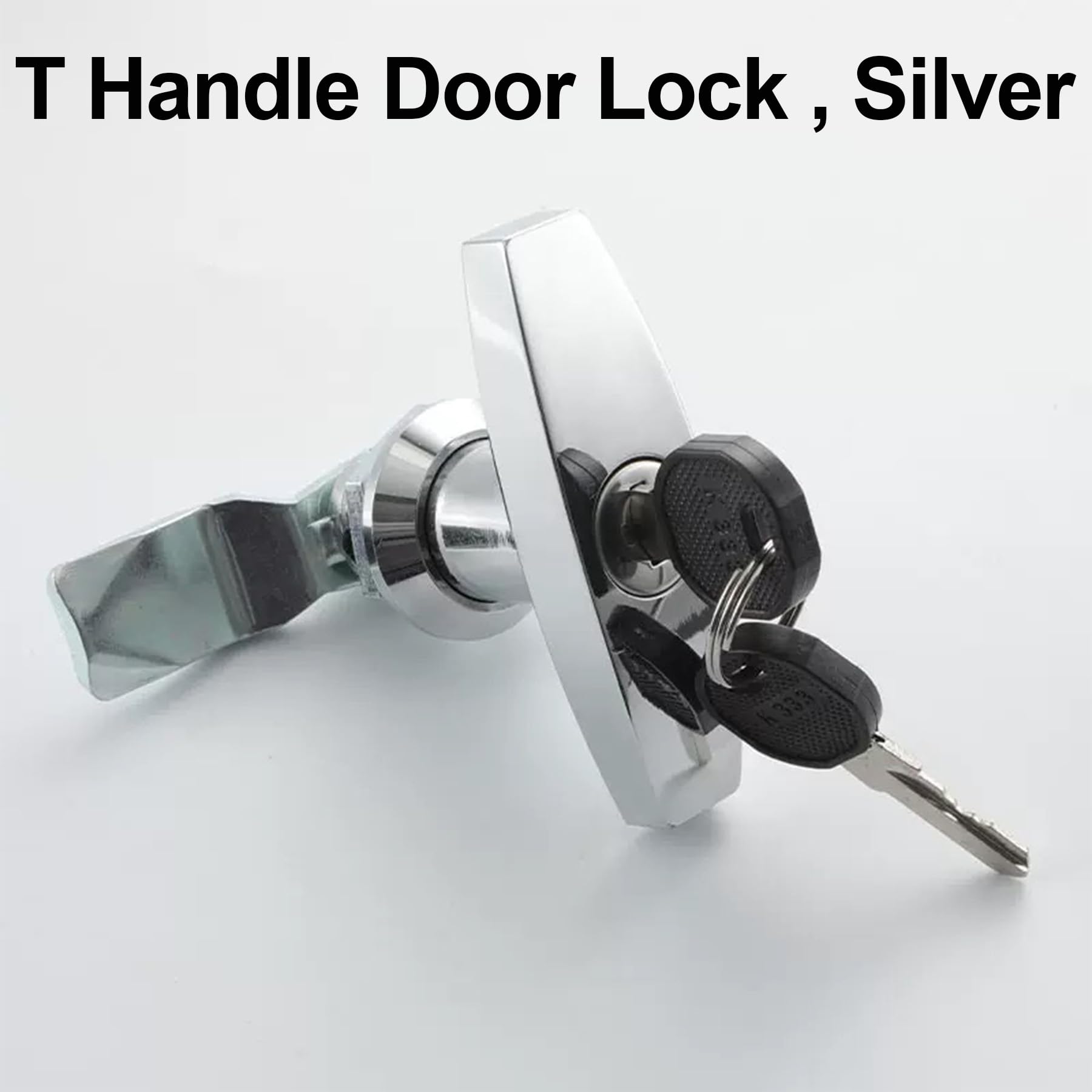 LEPEVNEY T Handle Door Lock Zinc Alloy Garage Door Lock Latch Cabinet Toolbox Handle Lock, RV Trailer Door Cam Lock 2-Pack, Silver - Image 2