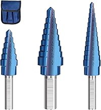 Broca escalonada Broca escalonada HSS 3/16-1/2,1/8-1/2,1/4-3/4 3 Piezas Broca de Metal para Madera Herramientas de perforación de Corte de Orificio de Cono Recubierto Azul (Color : 3pcs with Bag) (