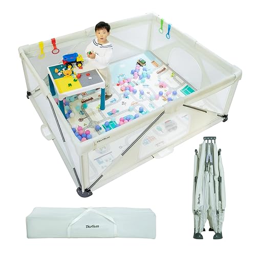 Corralito plegable para bebés, Tksd&m, corralito grande para bebés y niños pequeños, bolígrafos de juego para bebés y niños pequeños con puerta,
