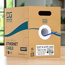 DG - Elevador Cat6 (CMR), 1000 pies, sin blindaje, 23 AWG, cobre desnudo sólido, velocidades de hasta 10 Gb, sin estrías, terminaciones más rápidas, 550 MHz, certificación ETL, uso en