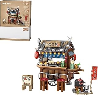 FABB Modular Takoyaki-Shop Building Blocks Set, MOC City Street View Architecture Model, STEM Toys for Adults Children, Compatible with Lego Creator (951 Pieces)