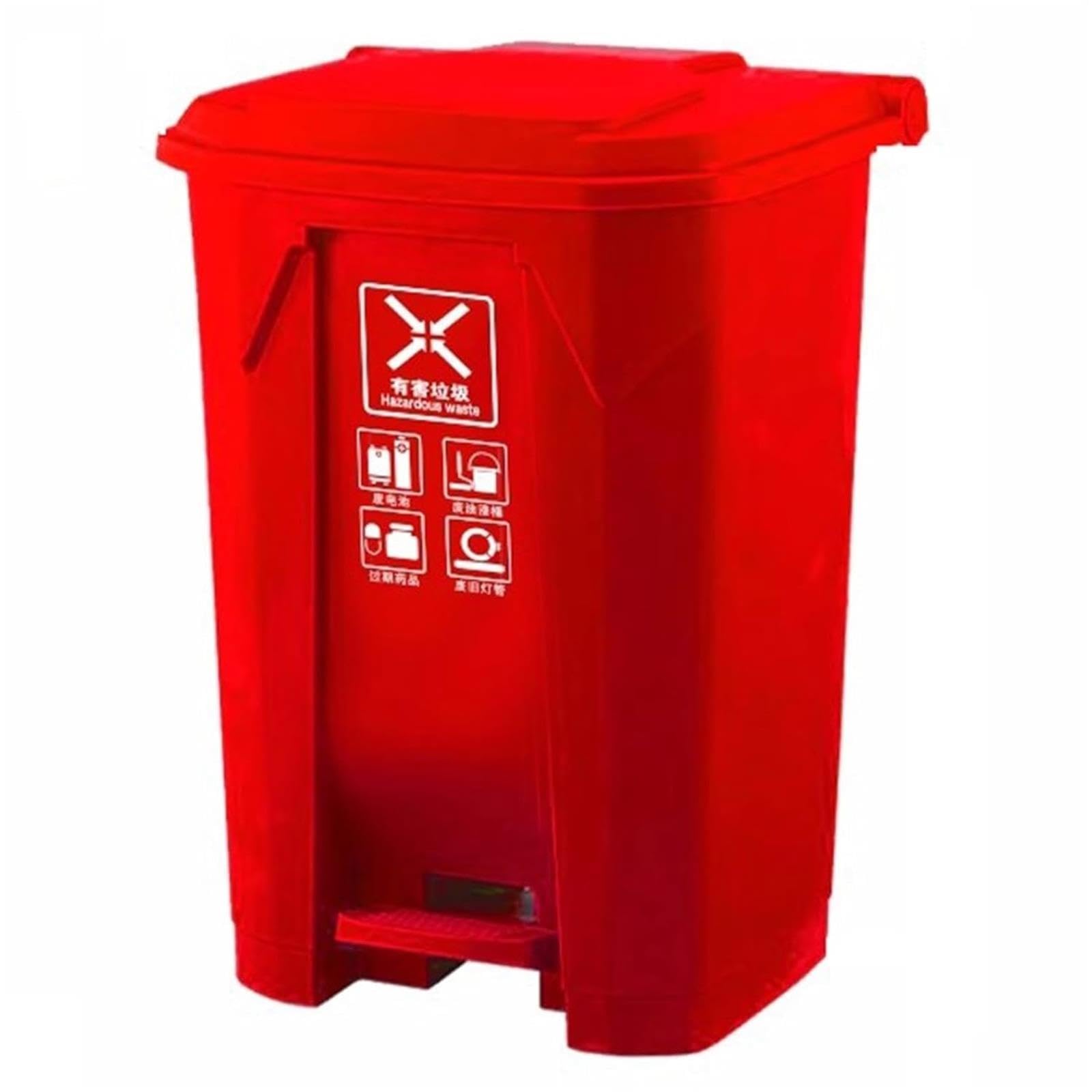 VITIWEDTY Commercial Outdoor Trash Can with Wheels, Thickened Plastic Garbage Container for Indoor (Red 50L)