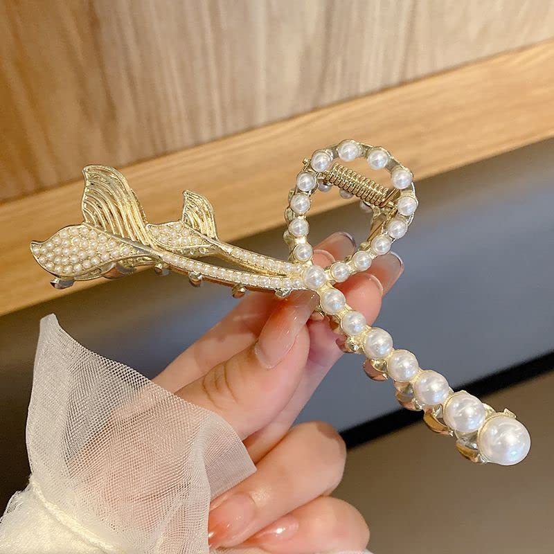 GenericGlitz &glamour woman hair clutcher/claw clip for ladies girls stylish fish tail with pearl (pack of 1)