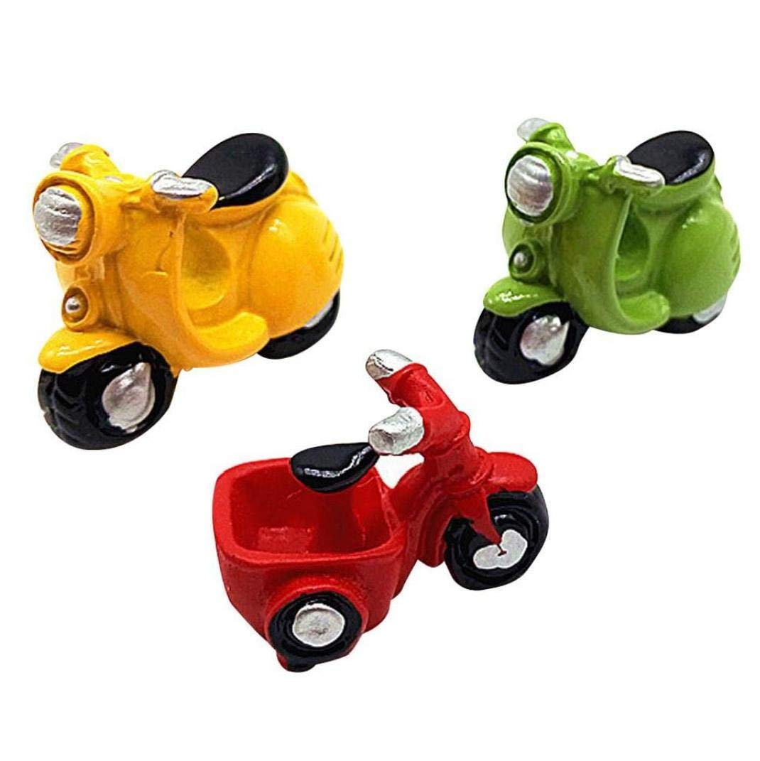 Froiny 3Pcs Miniature Garden Ornaments, Miniature Motorcycle Tricycle Ornaments, Fairy Garden Figurines For Diy Dollhouse Plant Pot Decoration