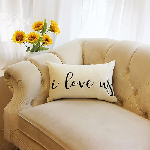 Miniatura 4 de Ogiselestyle Fundas de almohada de granja con frases I Love Us de 12 x 20 pulgadas, fundas de almohada lumbares decorativas para el hogar, funda de