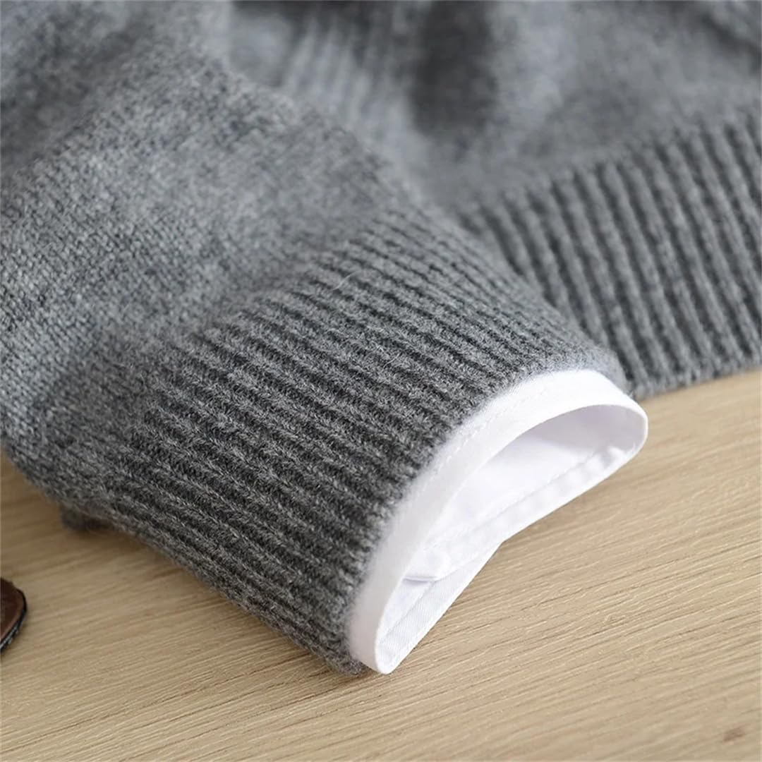 Alloaone Men's Thickened Half Turtleneck Cashmere Sweater Loose Pullover Sweater Knitted Bottoming Shirt