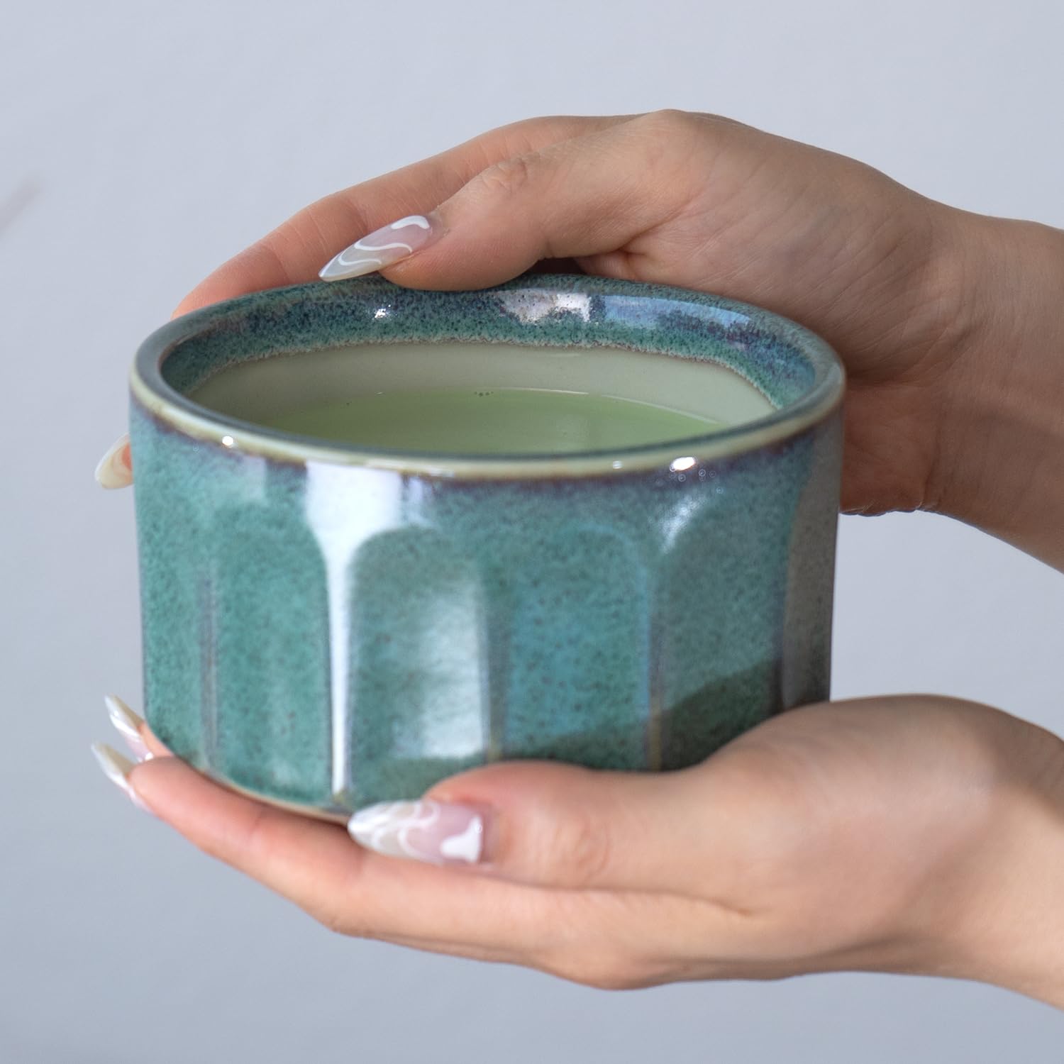 Urban Tokyo Matcha Bowl - 12oz Handmade Japanese Porcelain Minoware Bowl For Tea Ceremony (Celadon Green)