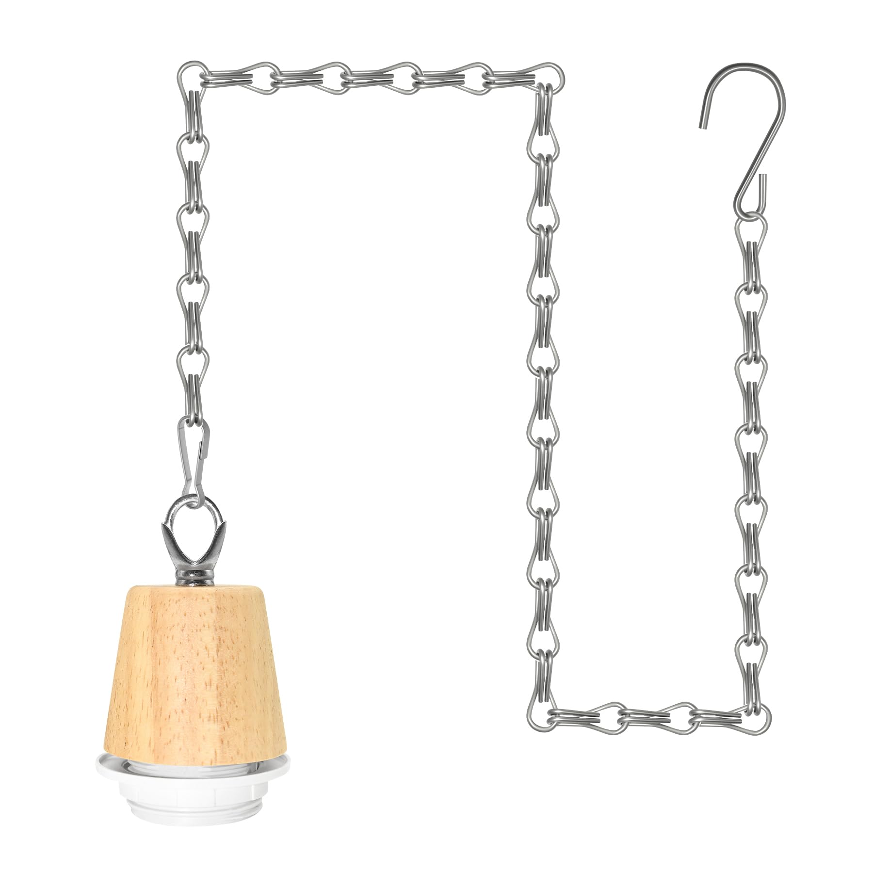 ZRLXFM E27 Wireless Pendant Light, 100cm Height-Adjustable Chain, Modern Minimalist Hanging Lamp, Retro Lamp Holder for Solar or Battery-Operated Bulbs, DIY Lampshade Compatible
