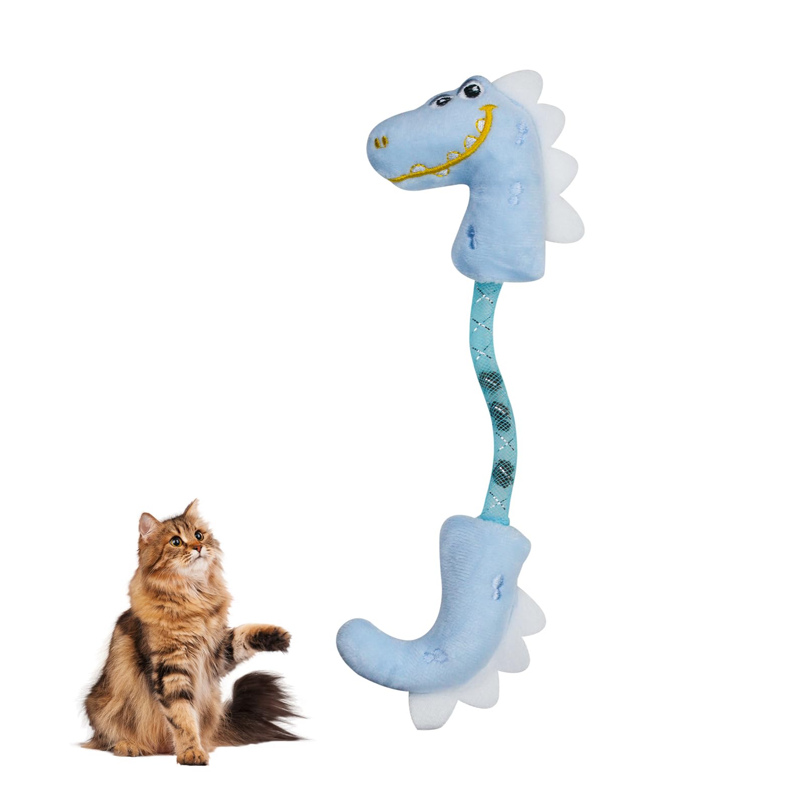 Andiker Cat Catnip Toy，26.5cm Cat Plush Toy with Silvervine Fruit in Spring for Cats and Kittens (Blue)