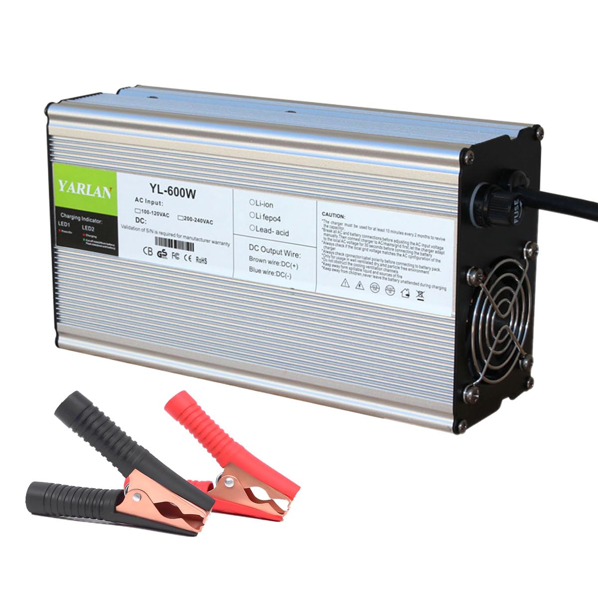 29.2V 20A LiFePO4 Battery Charger with LED Indicator Light, Safety Protection Function, Suitable for 8S 24V 25.6V LiFePO4 Battery Pack