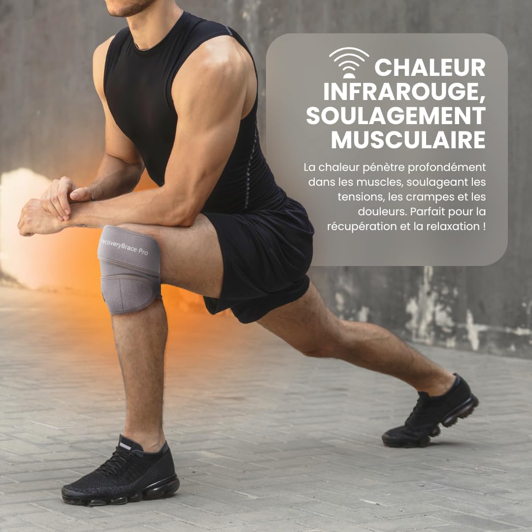 Vulpés RecoveryBrace PRO – Coussin Chauffant sans fil pour Poignet, Coude, Genou, Cheville, Pied | Chaleur infrarouge avancée | Rechargeable & Portable | Contrôle via application