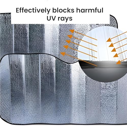 Image of Pivalo Car Windshield Sunshade Cover Foldable Reflective Aluminium Foil Sun Blocker UV Rays Protection Universal Sun Visor Front Window Protector Shield Heat Insulation for Car, SUV, Van (Silver)