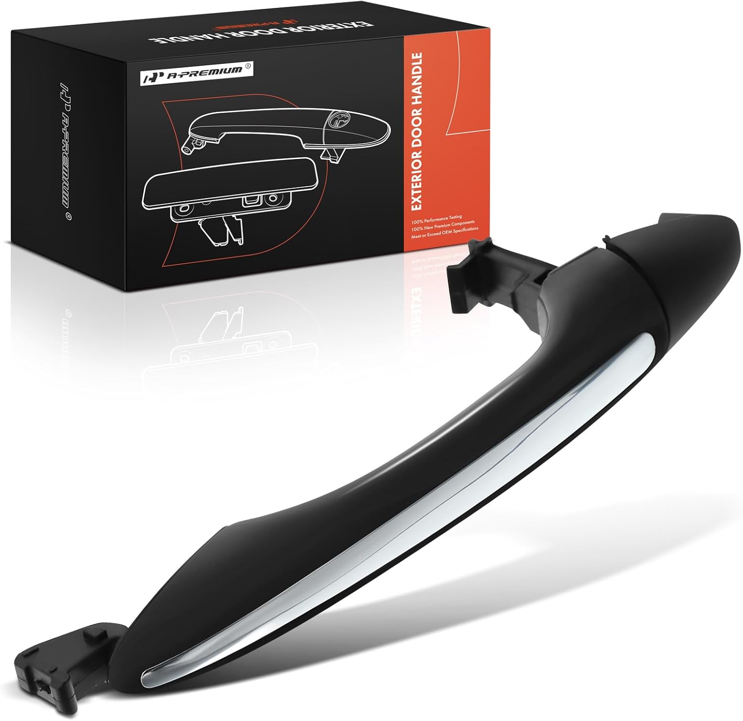 A-Premium Front Right or Rear Exterior Door Handle Compatible with Kia Forte 2014-2018 Sedan, Forte Koup 2014-2017 Coupe, Forte5 2014-2018 Hatchback, Black Housing with Chrome Lever