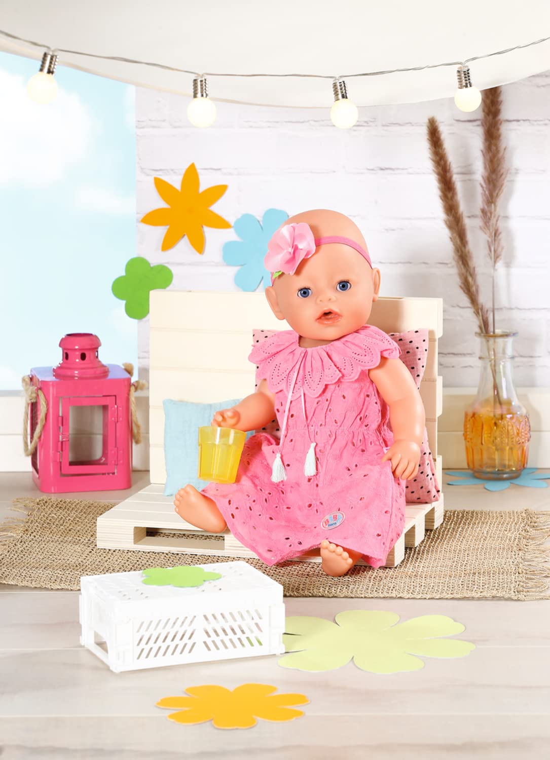 BABY born Trendy Flowerdress - Fits BABY born Dolls up to 43cm - Set Includes Dress, Headband and Hanger - Suitable for Children Aged 3+ Years - 832684 Multicolor