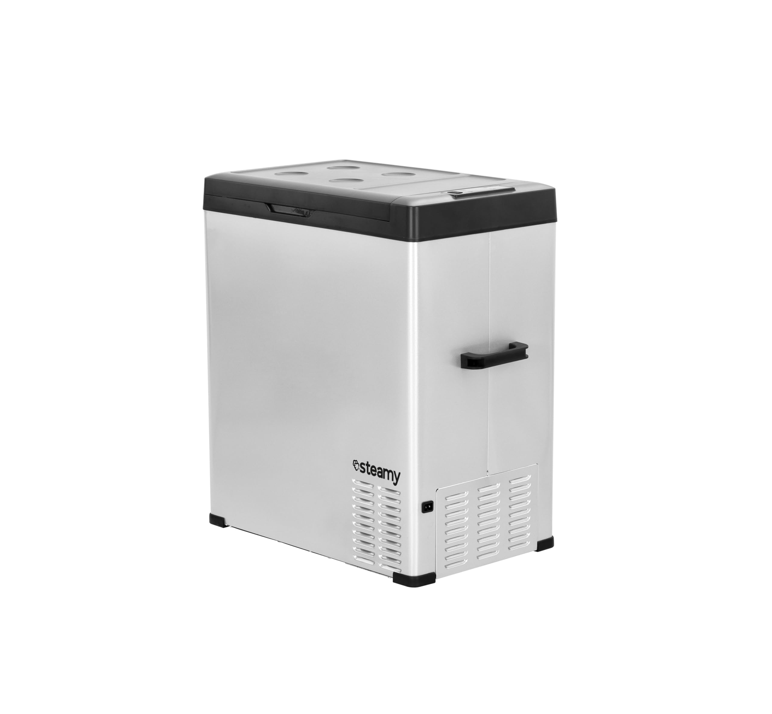 Steamy-E Single Zone 75, Frigorifero Elettrico a Compressore, 12/24V DC e 100-240V AC, per Congelare e Raffreddare da -20℃ a +20℃, Ideale per il Campeggio, 64 Litri, Argento