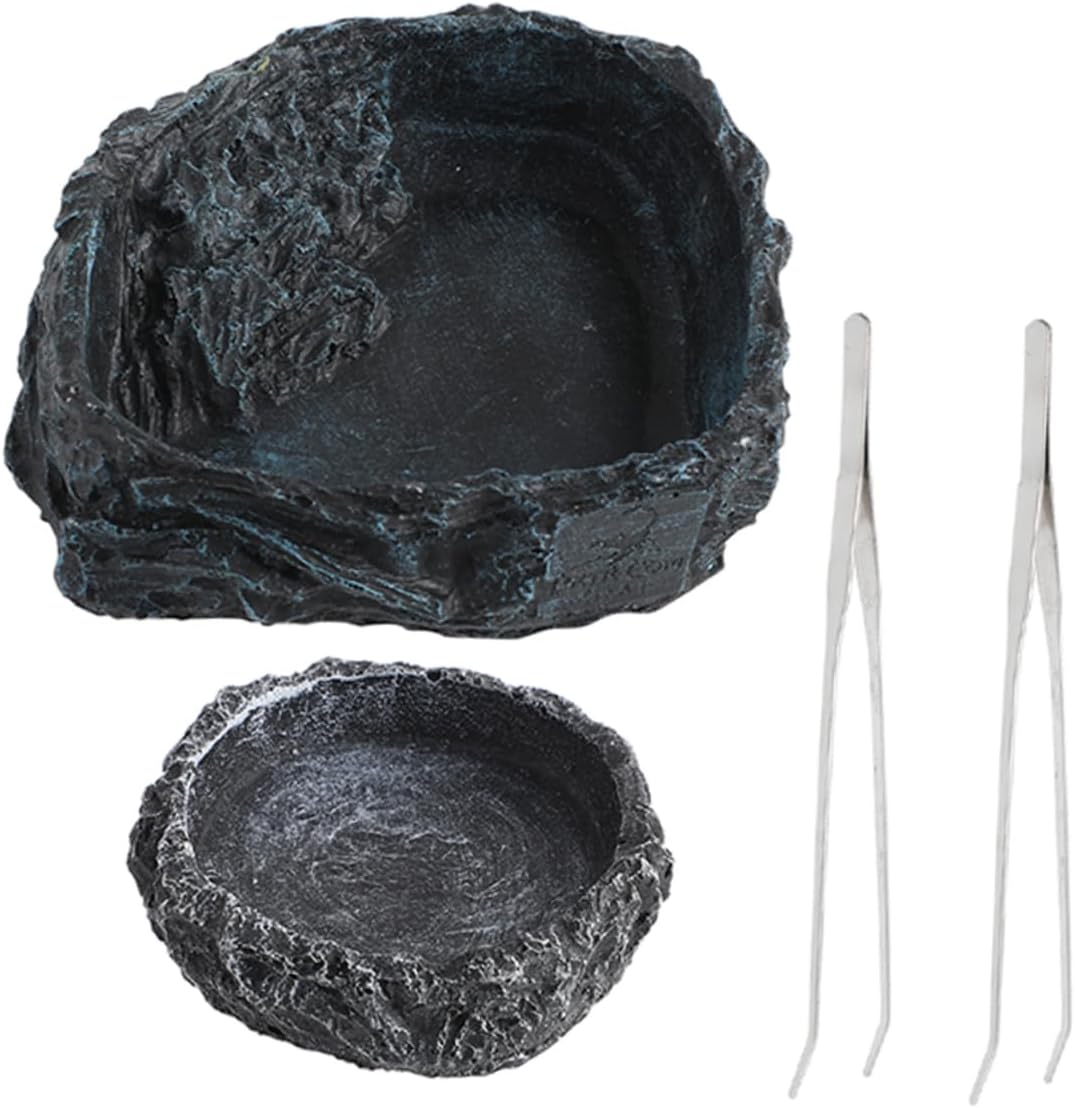 Versatile Reptile Feeding Bowl Bearded Dragon Snake Food Bowl with Small Water Dish for Tank