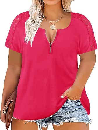 RITERA Plus Size Tops For Women - Short Sleeve Crewneck, Oversized Loose Fit Tunic, XL To 5XL (95% Polyester, 5% Spandex) - View #8
