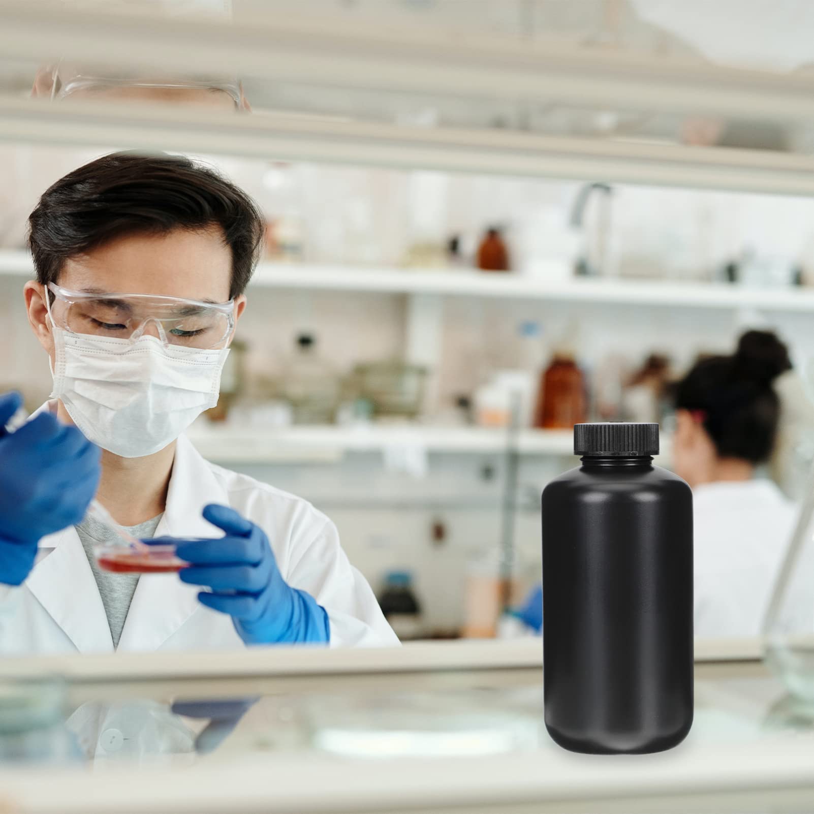 Mobestech 4 Piezas Frasco De Sombra De Boca Estrecha Contenedor De Reactivos De Laboratorio Botellas De Muestra De Agua Botellas De Almacenamiento De Boca Ancha Con Cubierta Botella Redonda
