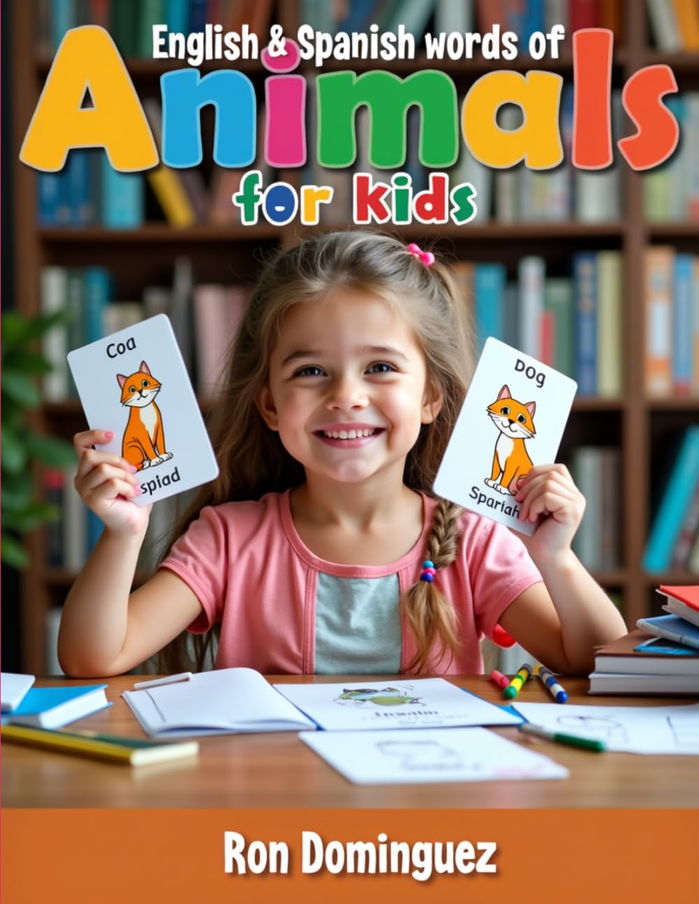 Bilingual English & Spanish words of Animals for kids