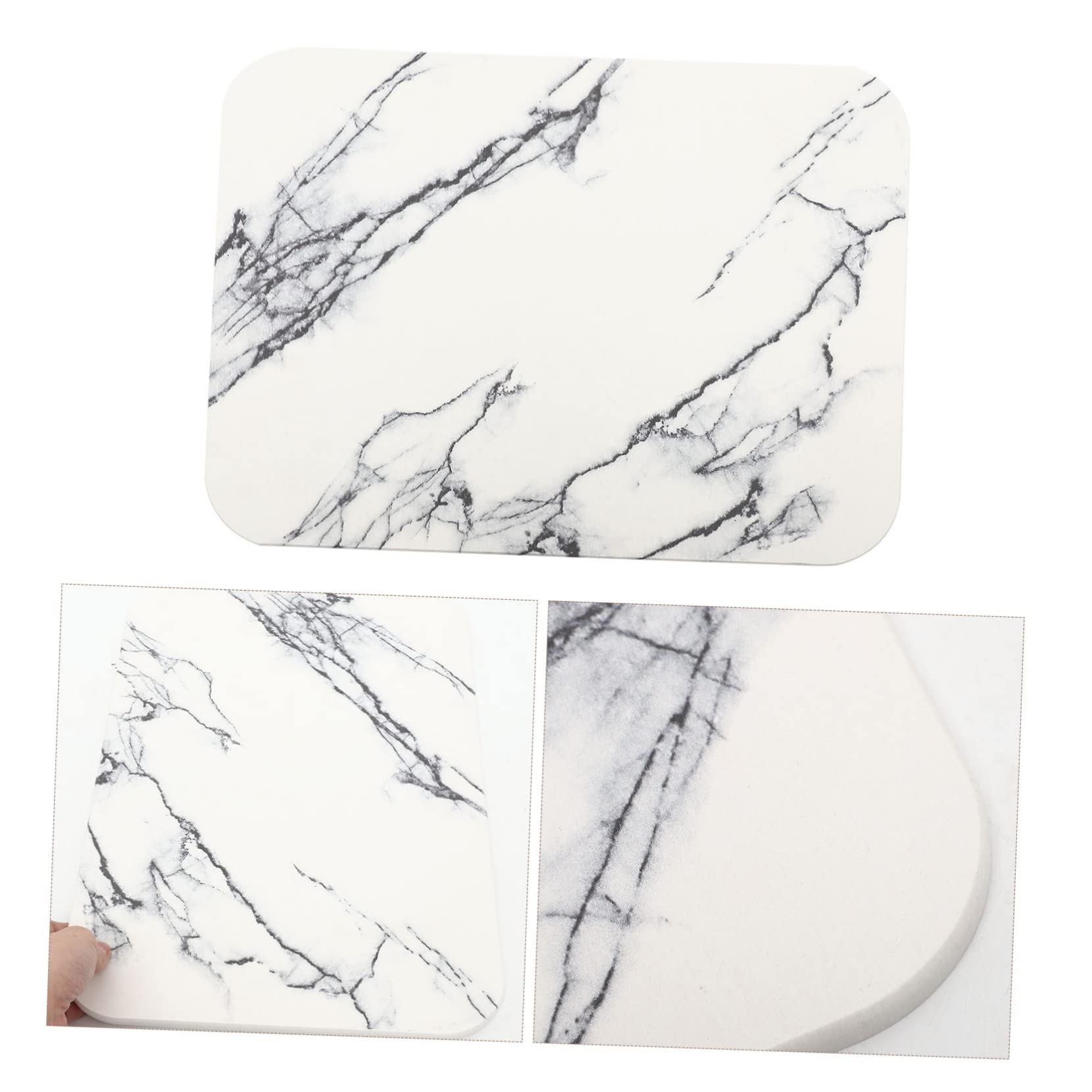 COLLBATH Tapis de Sol Absorbant Effet Marbre Tapis de Cuisine Antidérapant Décoratif pour Salle de Bain