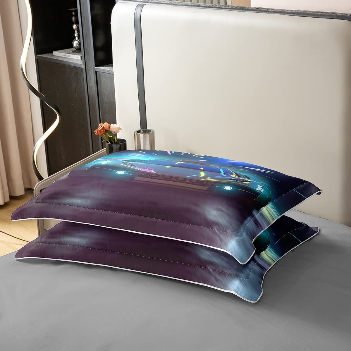 Homewish Natürliche Baumwolle Bettwäsche 135x200 Rennen Auto Bettbezug für Jungen Kinder Extreme Sports Bettwäsche Set Coole Auto Tröster Abdeckung Moderne Auto Sport Theme Bettset mit 1 Kissenbezug
