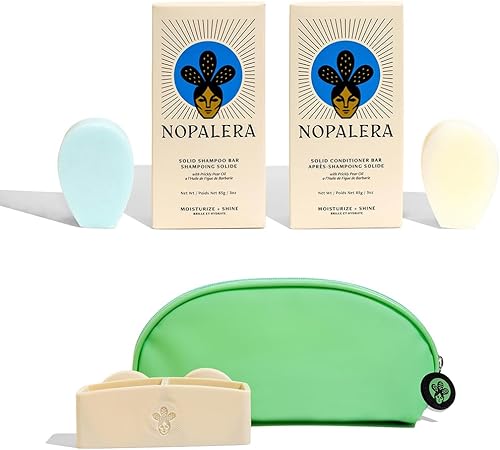 Nopalera Paquete de barra de champú y acondicionador hidratante y brillo, Paquete de iniciación para hidratar y brillar