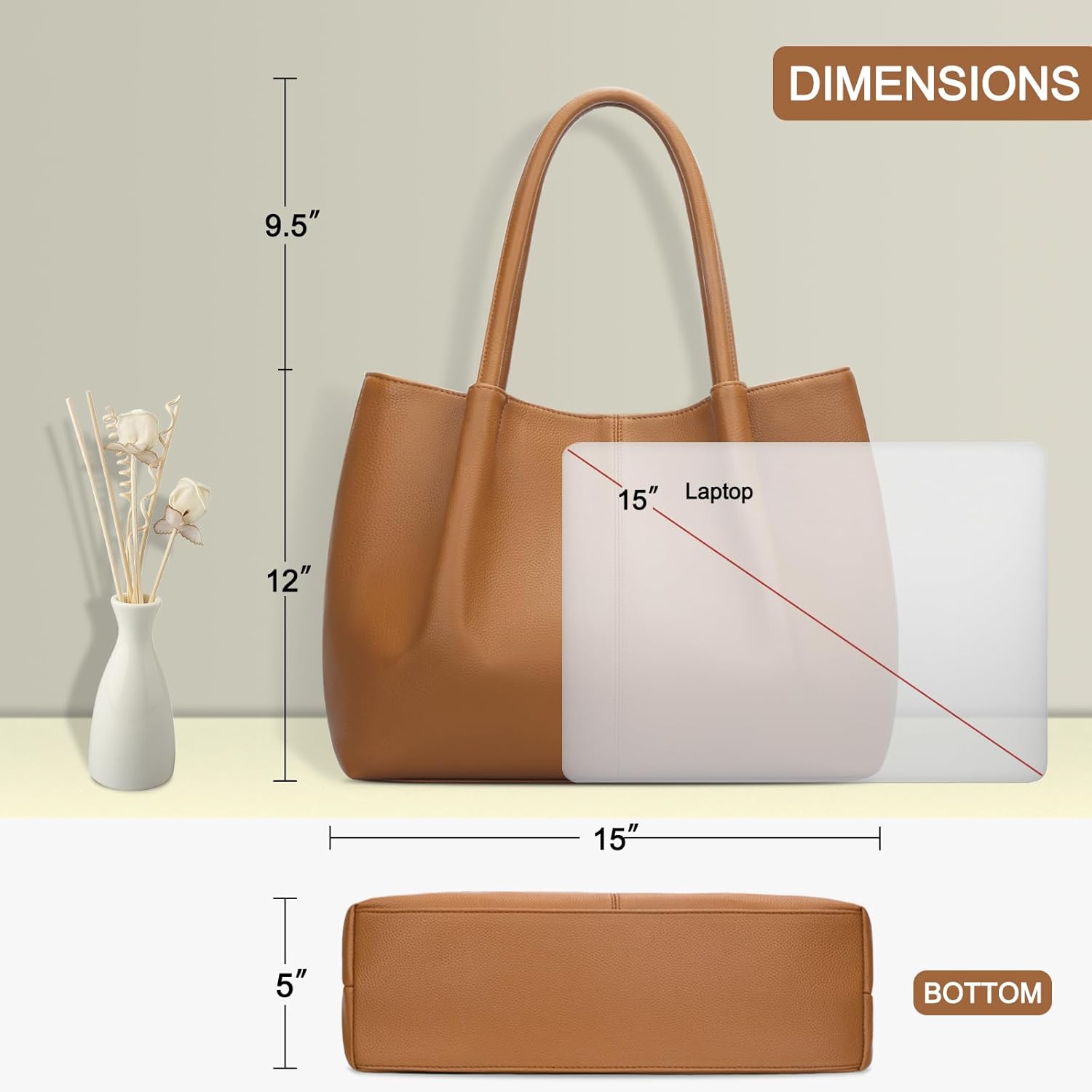 KKXIU Tote Bag for Women Vegan Leather Shoulder Purse Large Capacity Travel Bag - Image 7