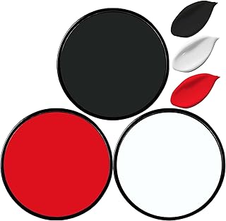 3 Pcs White Black Face Body Paint,Water Based Face Painting Kit for White Joker Zombie Clown Costume Special Effects Makeup Kit,Halloween Red Face Paint Makeup Kit for Adults Halloween SFX Makeup