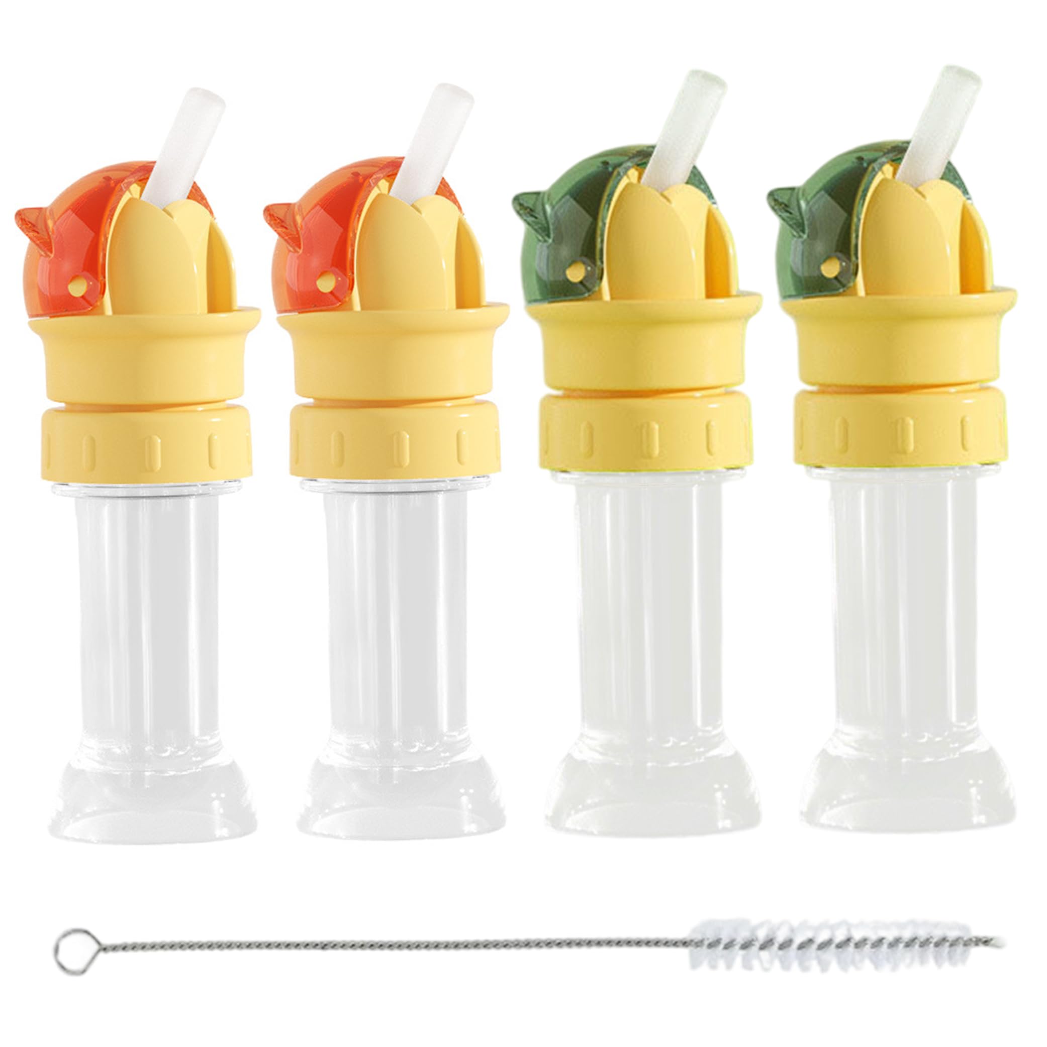 Bonalake Silicone Bottle Spouts, 4PCS Anti-Choke Straws for Kids Water Spout Adapter with Cleaning Brushes Water Bottle Topper for Toddlers Silicone Spouts
