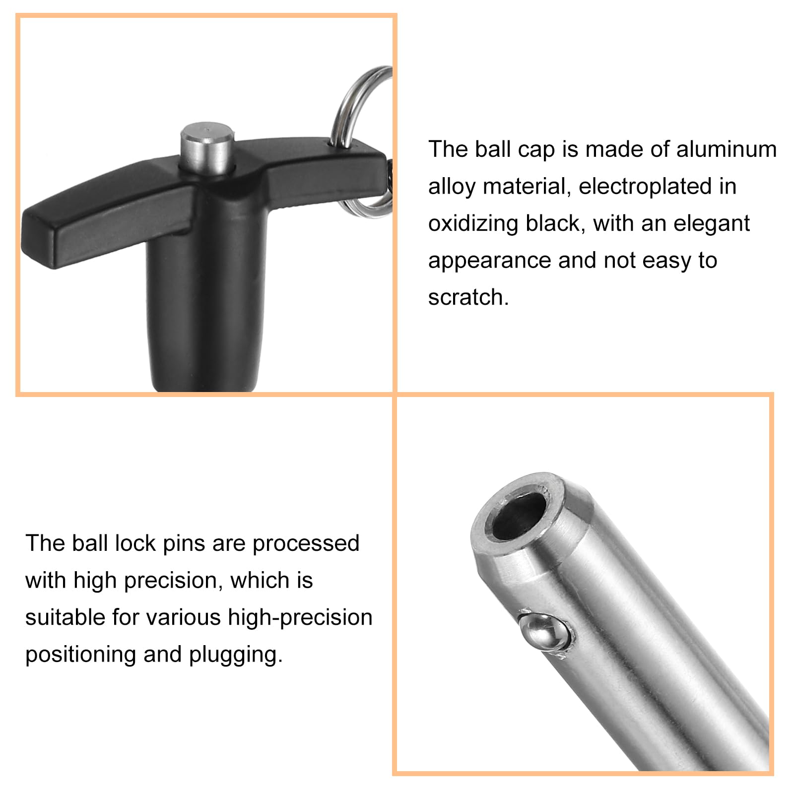 QUARKZMAN 4Pcs Goupilles de Verrouillage de Poignée en T, 10mm x 60mm Longueur d'Utilisation Acier Inoxydable Bouton-Poussoir à Libération Rapide