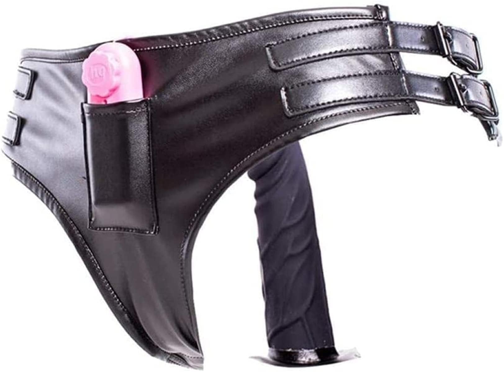 SHKFNSNCCC Ceinture de chasteté en cuir for femme avec gode en silicone, plug anal, taille réglable (76-120 cm), sous-vêtements, culottes(VaginalDildo)